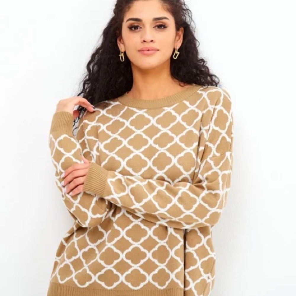 Damask Geometric Design Sweater! Print. Scoop Neck. Like New